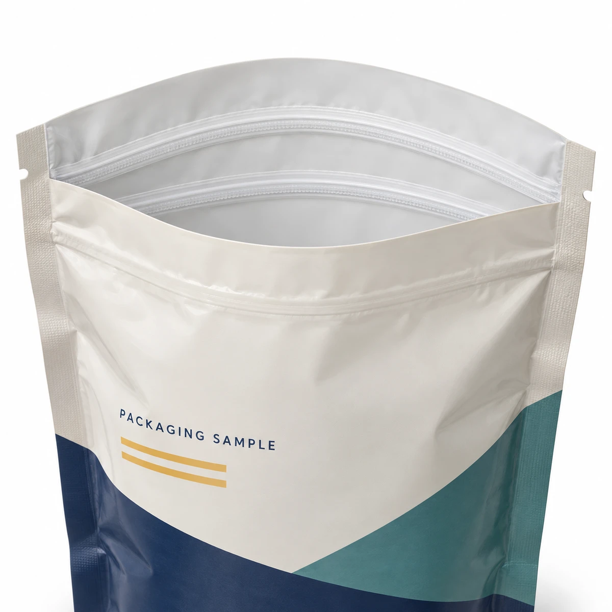Resealable zipper and sealed edge detail