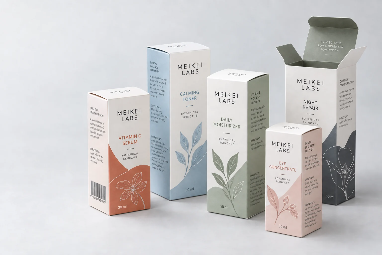Custom printed folding cartons for skincare and cosmetics
