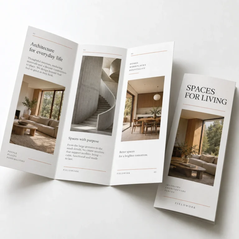 Architecture Trifold printed booklet and leaflet sample